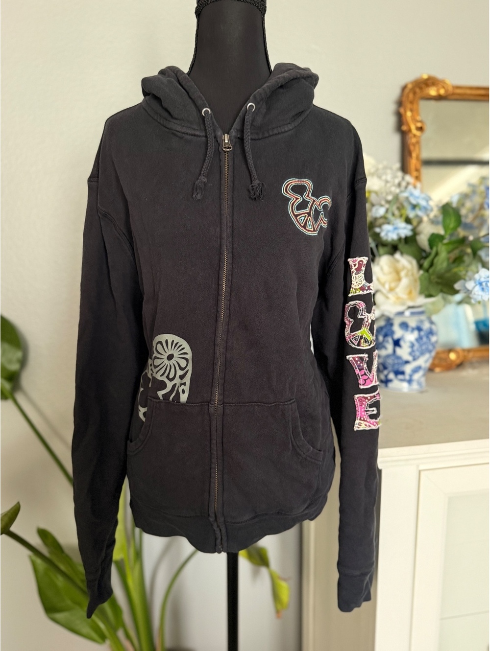 Vintage Disney Parks Mickey Mouse peace sign zip up jacket - y2k